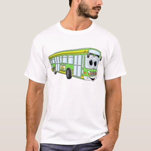 Green City Bus Cartoon T-shirt (Voorkant)