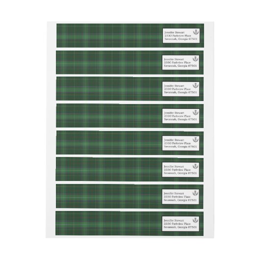 Green Clan Tartan met Thistle Return Address (Vel)