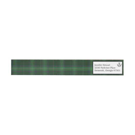 Green Clan Tartan met Thistle Return Address (Individueel)