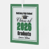 Green Class of 2026 Graduation Custom Christmas Glas Ornament (Voorkant links)