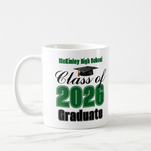 Green Class of 2026 Graduation Keepsake Koffiemok (Links)