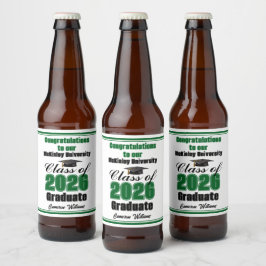 Green Class of 2026 Graduation Party Custom Bier Etiket