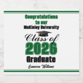 Green Class of 2026 Graduation Party Custom Bier Etiket (Enkel label)