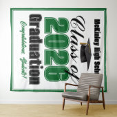 Green Class of 2026 Graduation Party Photo Booth Wandkleed (In Situ (horizontaal))