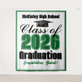 Green Class of 2026 Graduation Party Photo Booth Wandkleed (Voorkant)