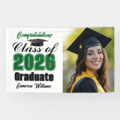 Green Class of 2026 Graduation Party Photo Spandoek (Horizontaal)