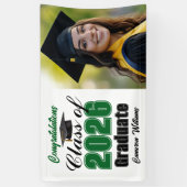 Green Class of 2026 Graduation Party Photo Spandoek (Verticaal)