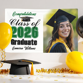 Green Class of 2026 Graduation Party Photo Spandoek