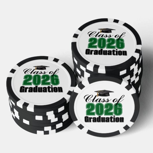 Green Class of 2026 Graduation Party Poker Chips (Opstapeling)