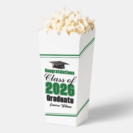 Green Class of 2026 Graduation Party Popcorn Bedankdoosjes (Popped)