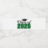 Green Class of 2026 Graduation Party Waterfles Etiket (Enkel label)