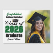 Green Class of 2026 Graduation Photo Magnet Card (Voorkant)