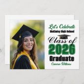 Green Class of 2026 Photo Graduation Party Kaart (Voorkant / Achterkant)