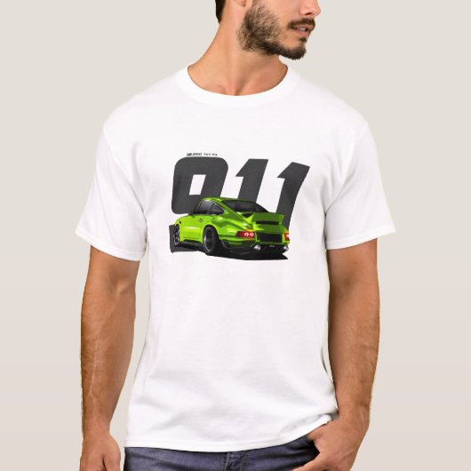 Green Classic Retro Duitse sportwagen Singer 911 T-shirt (Voorkant)