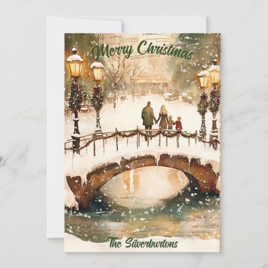 Green Classic Vrolijk Kerstfeest Waterverf (Voorkant)