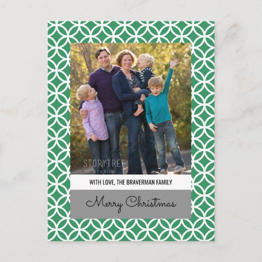 Green Classy Diamond Holiday Foto Briefkaart (Voorkant)