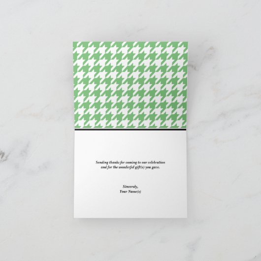 Green Classy Houndstooth Bedankt kaarten (Binnen)