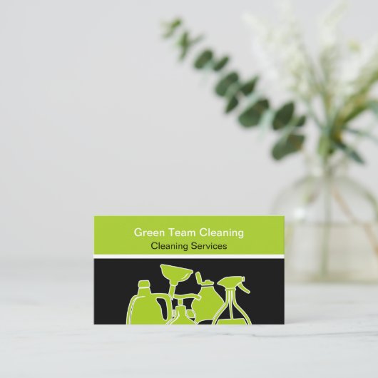 Green Cleaning Moderne Unieke Visitekaartjes (Staand voorkant)