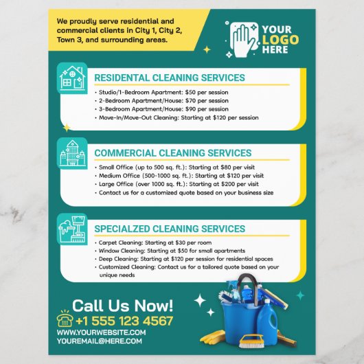 Green Cleaning Service (met prijslijst) Flyer (Achterkant)
