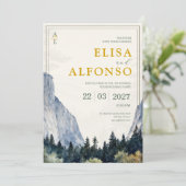 Green Cliff Classic Watercolor Monogram Wedding Kaart (Staand voorkant)