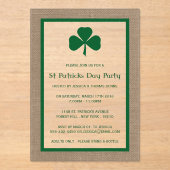 Green Clover & Burlap St. Patrick's Day Acryl Uitnodigingen (Voorkant)