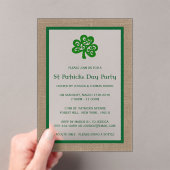 Green Clover & Burlap St. Patrick's Day Acryl Uitnodigingen (Insitu (Draagbaar))