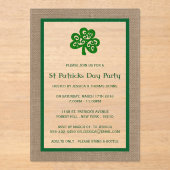 Green Clover & Burlap St. Patrick's Day Acryl Uitnodigingen (Voorkant)