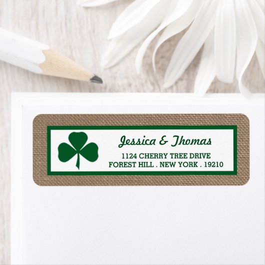 Green Clover & Burlap St. Patrick's Day Etiket (Insitu)