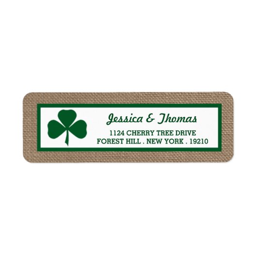 Green Clover & Burlap St. Patrick's Day Etiket (Voorkant)