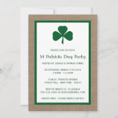 Green Clover & Burlap St. Patrick's Day Invitation Kaart (Voorkant)