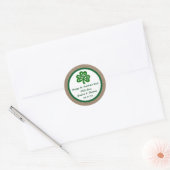 Green Clover & Burlap St. Patrick's Day Ronde Sticker (Envelop)