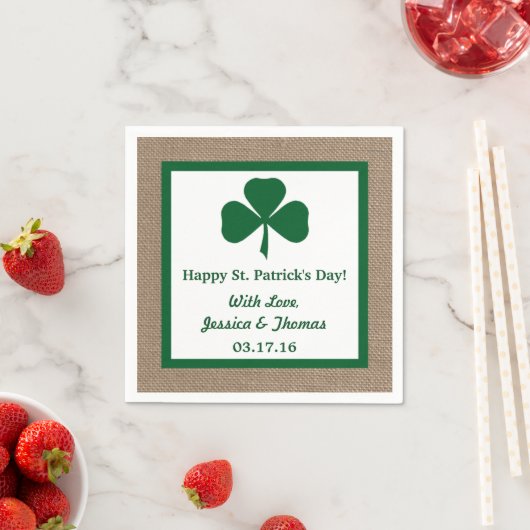 Green Clover & Burlap St. Patrick's Day Servet (Insitu)