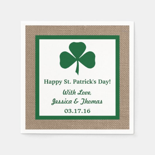 Green Clover & Burlap St. Patrick's Day Servet (Voorkant)