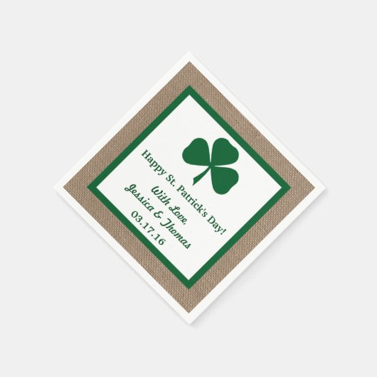 Green Clover & Burlap St. Patrick's Day Servet (Hoek)
