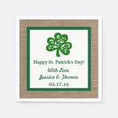 Green Clover & Burlap St. Patrick's Day Servetten (Voorkant)