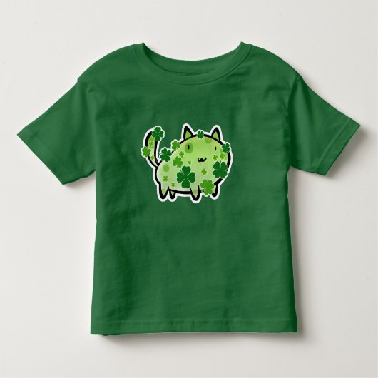 Green Clover Cat Toddler T-shirt (Voorkant)