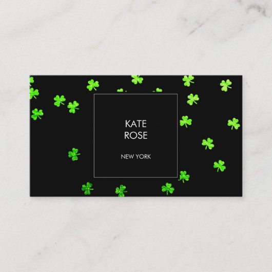 Green Clover Confetti Black Glam Vip Visitekaartje (Voorkant)