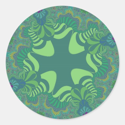 Green Clover Cross Ronde Sticker (Voorkant)