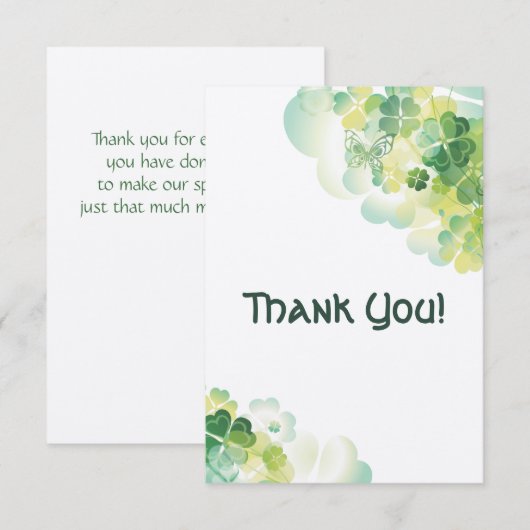 Green Clover en Butterfly Corners Bedankt (Voorkant / Achterkant)