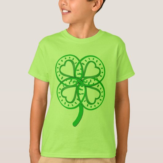 Green Clover Heart Front Back St Patty Kinder T-sh T-shirt (Voorkant)