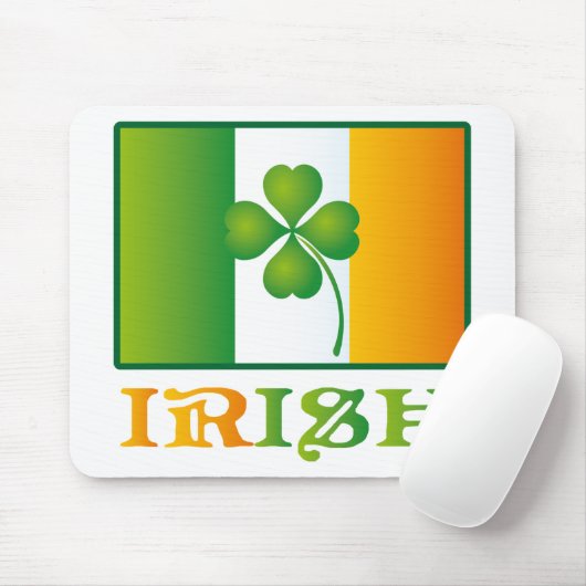 Green Clover Irish Flag St. Patrick's Day Muismat (Met muis)