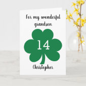 Green Clover Leaf St. Patrick's Day 14e verjaardag Kaart (Gele Bloem)