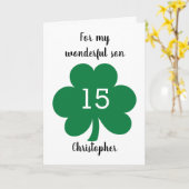 Green Clover Leaf St. Patrick's Day 15e verjaardag Kaart (Gele Bloem)