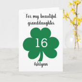 Green Clover Leaf St. Patrick's Day 16th Birthday Kaart (Gele Bloem)