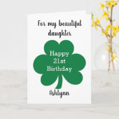 Green Clover Leaf St. Patrick's Day 21st Birthday Kaart (Gele Bloem)