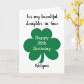 Green Clover Leaf St. Patrick's Day 30th Birthday Kaart (Gele Bloem)