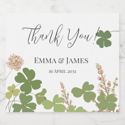 Green Clover Leaf St Patricks Day Bedankt Sparkling Wijnetiket (Enkel label)