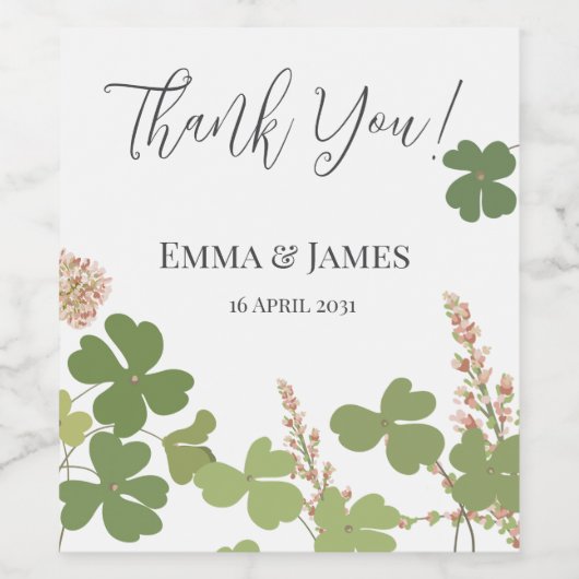 Green Clover Leaf St Patricks Day Bedankt Wijn Etiket (Enkel label)