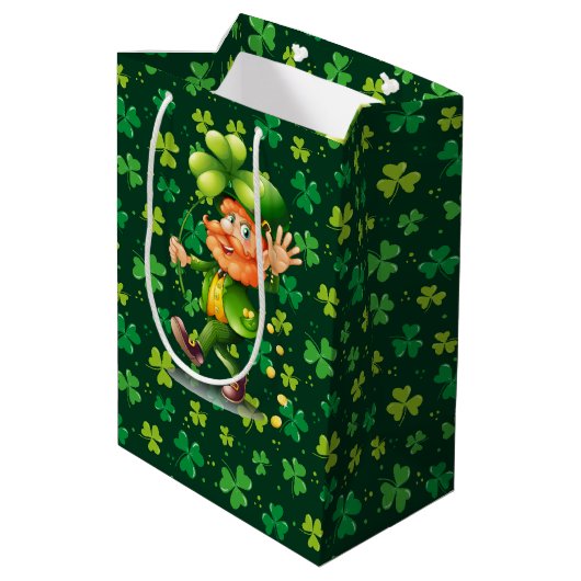 Green Clover Medium Cadeauzakje (Achterkant Gekanteld)