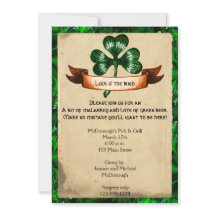 Green Clover Parchment St. Partics Day Invitation